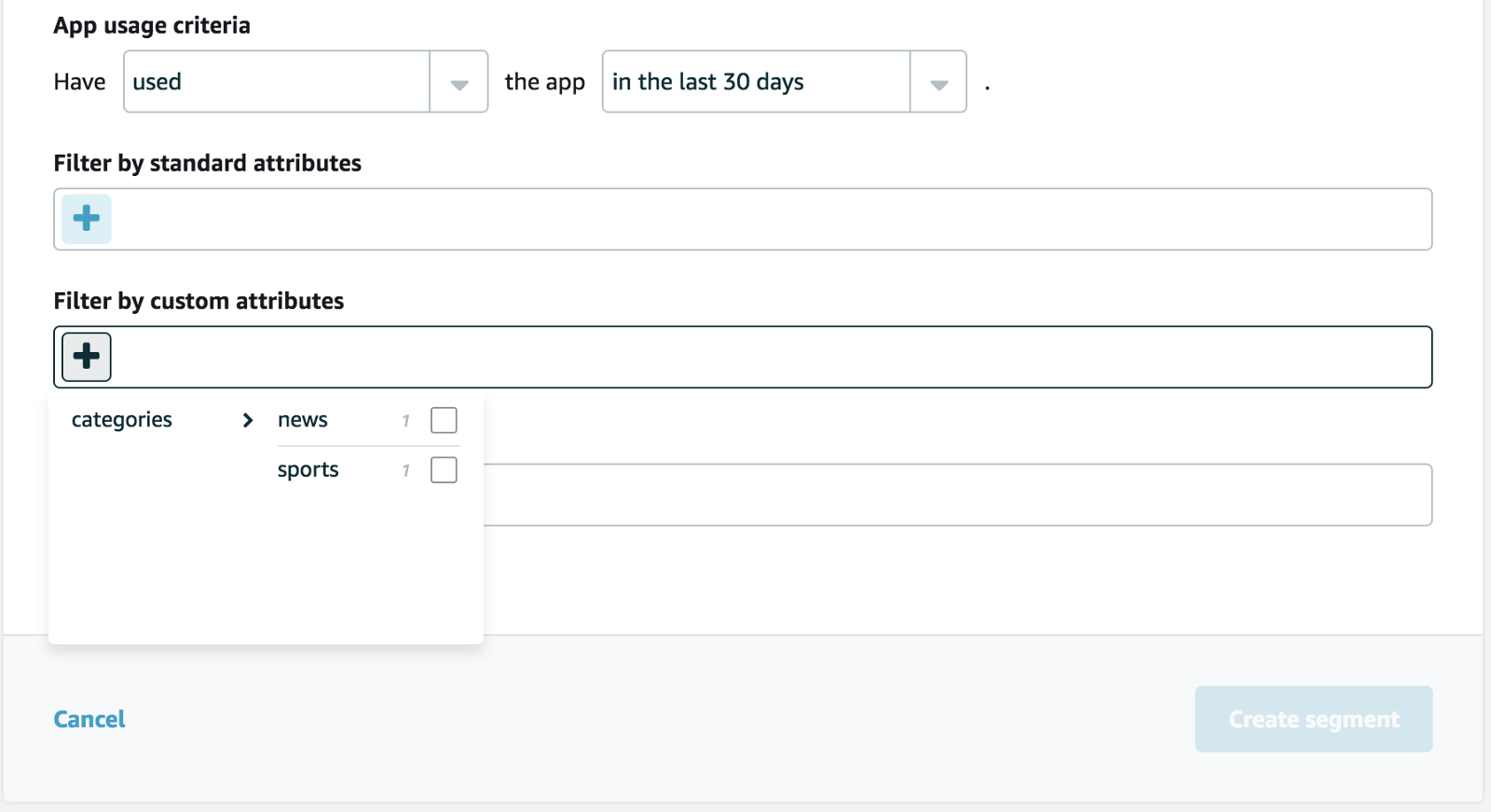 Segmentation in the Amazon Pinpoint console