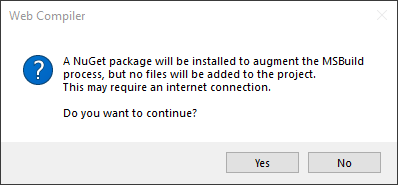 A NuGet package is required to enable compilation