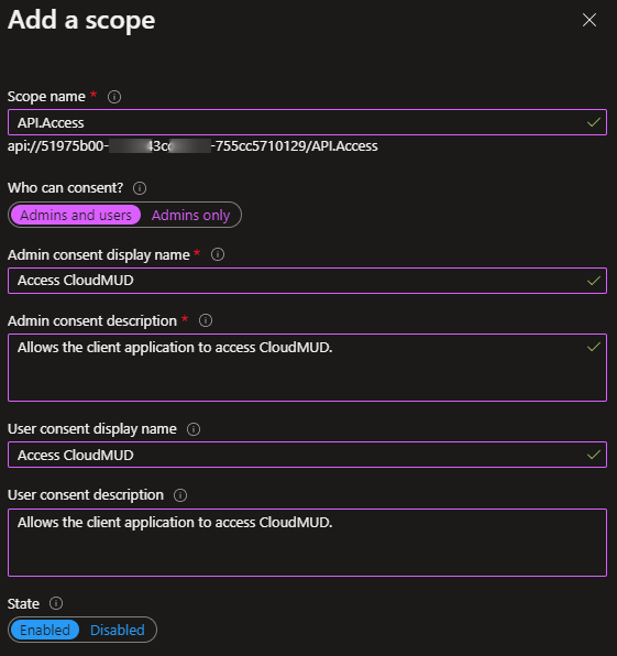 Screenshot to show registering an application